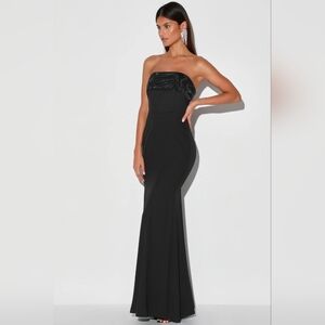 Lulus - Brilliantly Bold Black Strapless Mermaid Maxi Dress